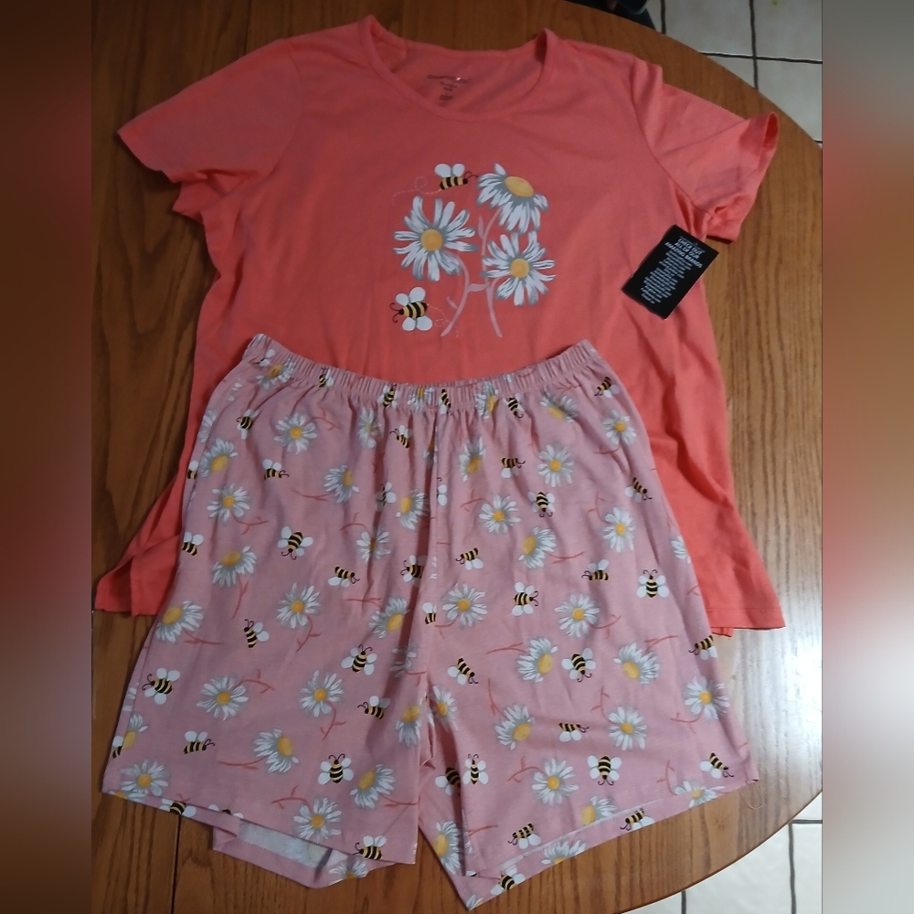Dreams And Company, 2 Piece Pj Set. NWOT Coral Daisy and Bee. Size 18/20